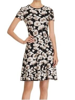 St. John Floral Jacquard Knit A-Line Dress